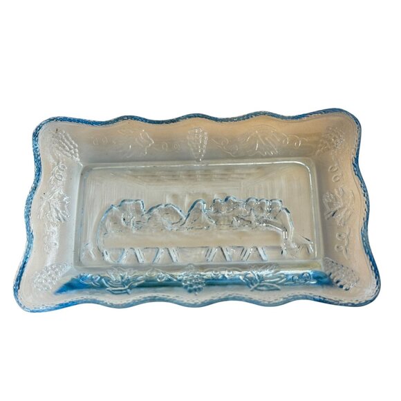 Vintage Tiara by Indiana Glass Mini Last Supper Butter Dish Plate - Picture 7 of 13